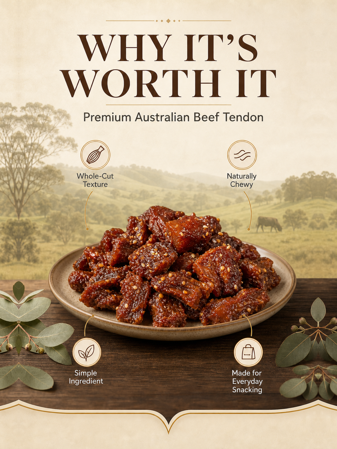🥩 Premium Australian Beef Tendon | Collagen-Rich Protein Snack 💪✨